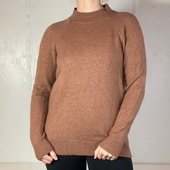 Brown Knit Mockneck Classic Sweater - Picture 1 of 10